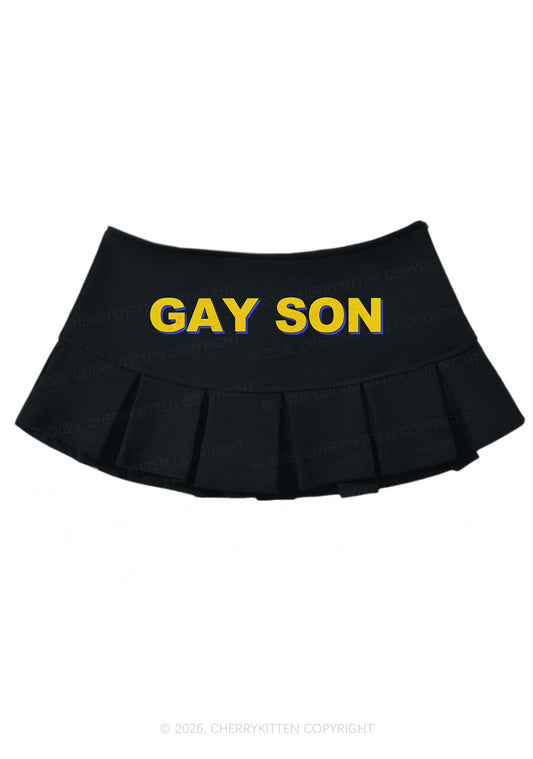 Gay Son Pride Y2K Mini Pleated Skirts Cherrykitten