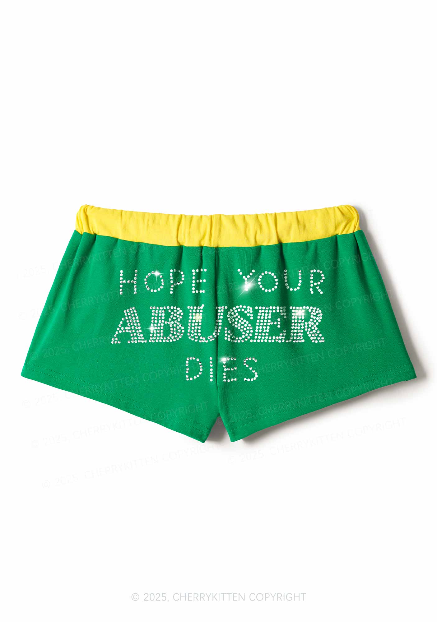 Rhinestone Abuser Dies Y2K Drawstring Mini Shorts Cherrykitten