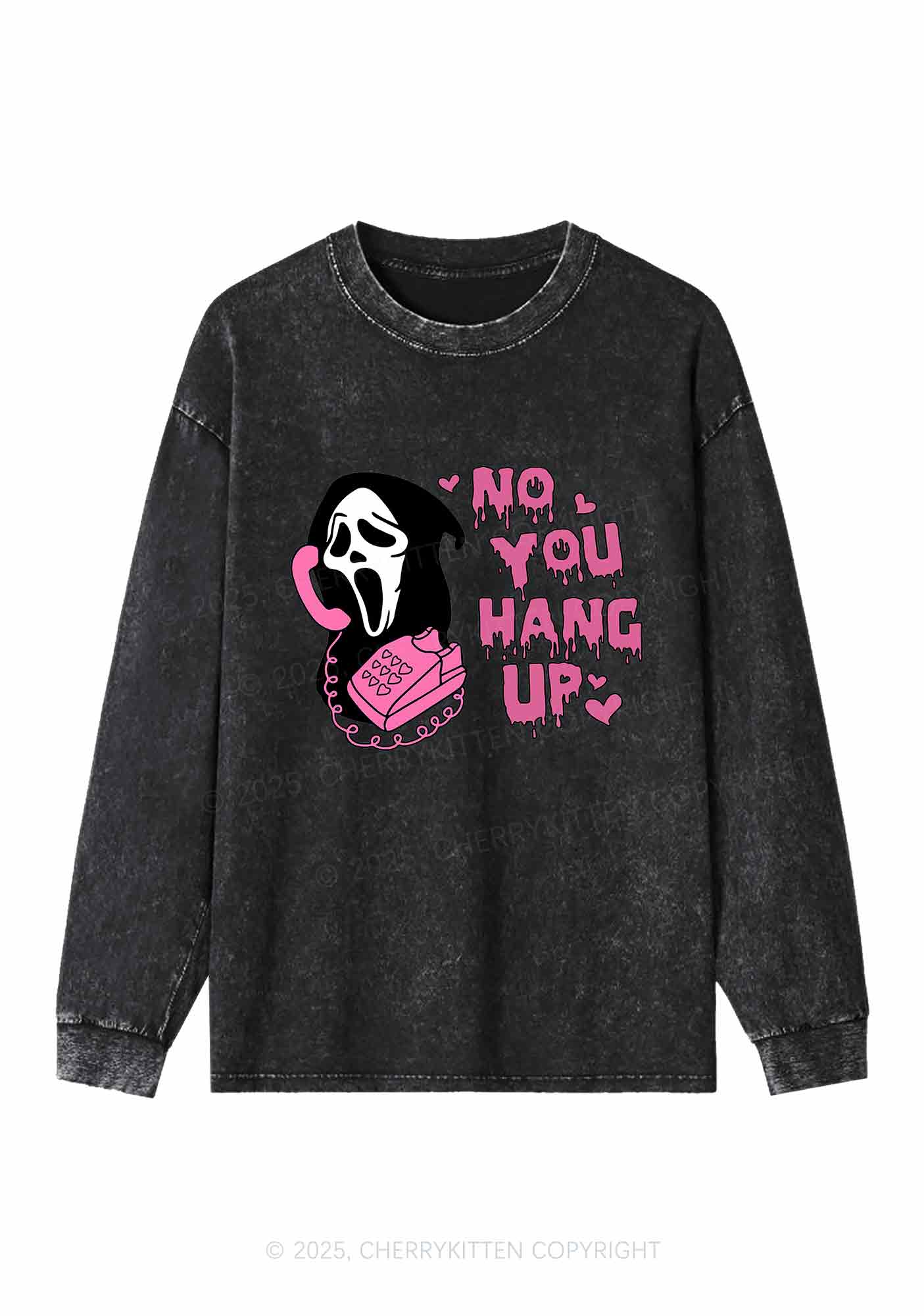 Halloween No You Hang Up Y2K Washed Long Sleeves Cherrykitten