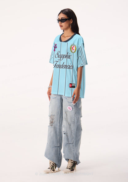Light Blue Sapphic Tendencies Pride Y2K Sport Jersey Shirts Cherrykitten