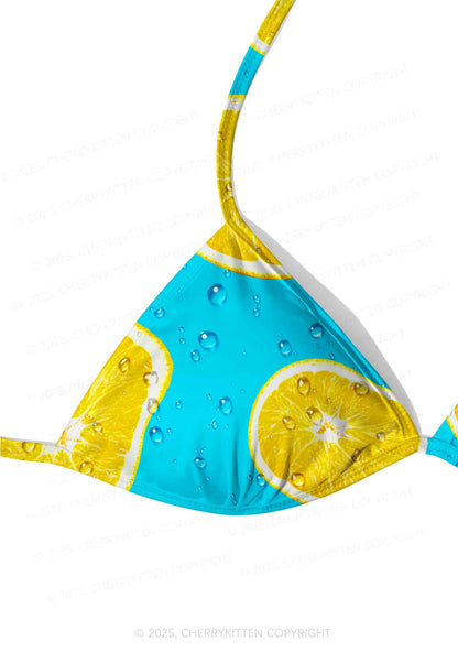 Yellow Lemon Y2K Print Bikini Set Cherrykitten