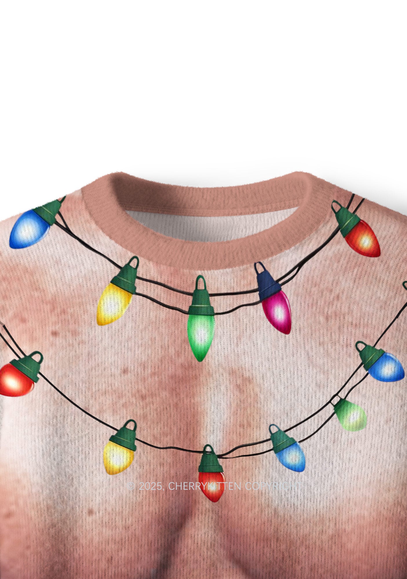 Light Muscle Santa Y2K Christmas Knit Sweatshirt Cherrykitten