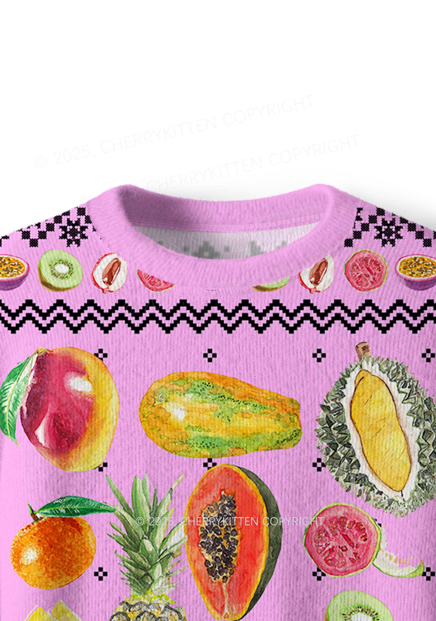 Fruity Y2K Christmas Knit Sweatshirt Cherrykitten