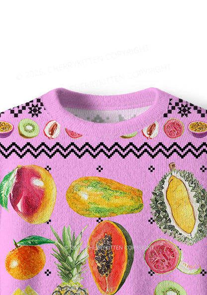 Fruity Y2K Christmas Knit Sweatshirt Cherrykitten
