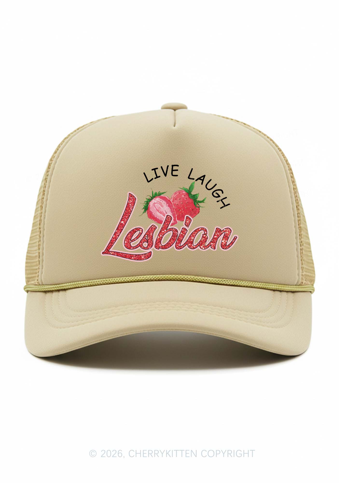 Live Laugh Lesbian Pride Y2K Trucker Hat Cherrykitten