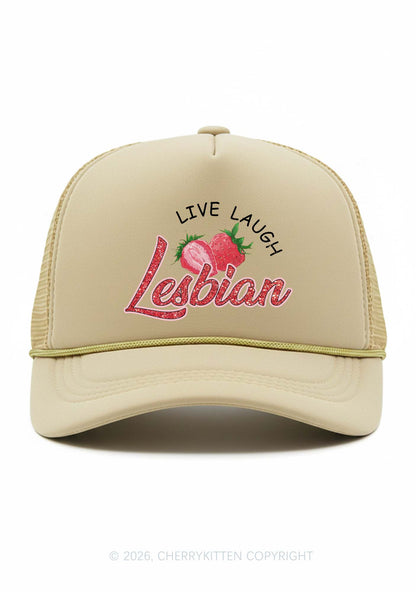 Live Laugh Lesbian Pride Y2K Trucker Hat Cherrykitten