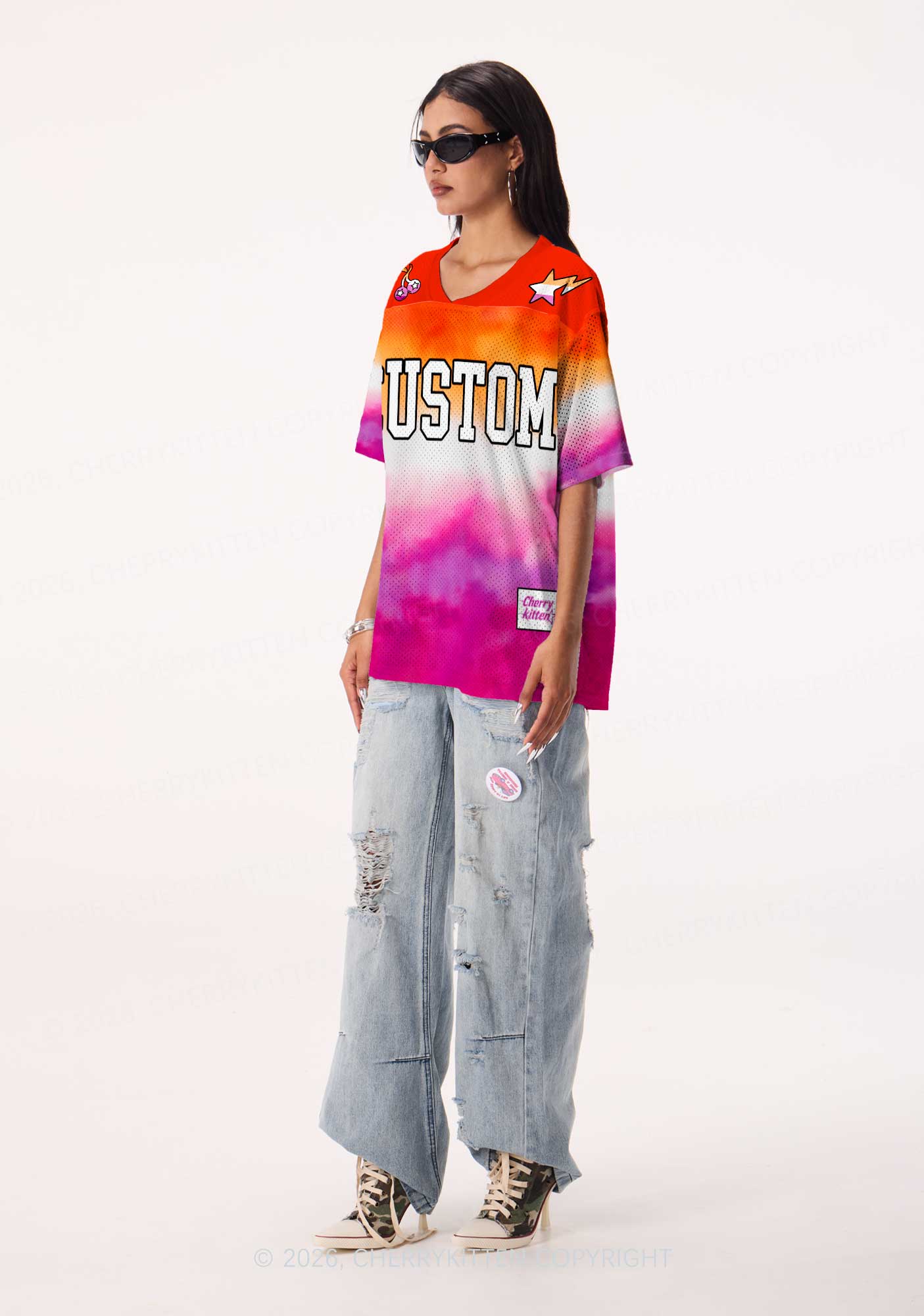 Custom Lesbian Flag Colors Pride Y2K Sport Jersey Shirts Cherrykitten