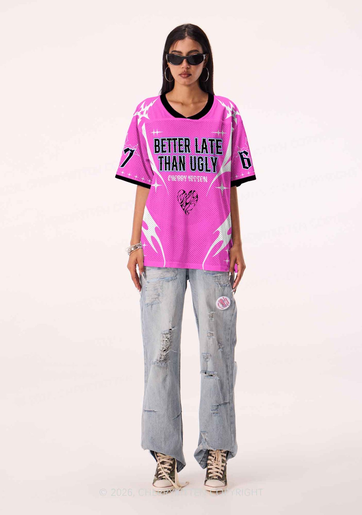Better Late Than Ugly Y2K Sport Jersey Shirts Cherrykitten
