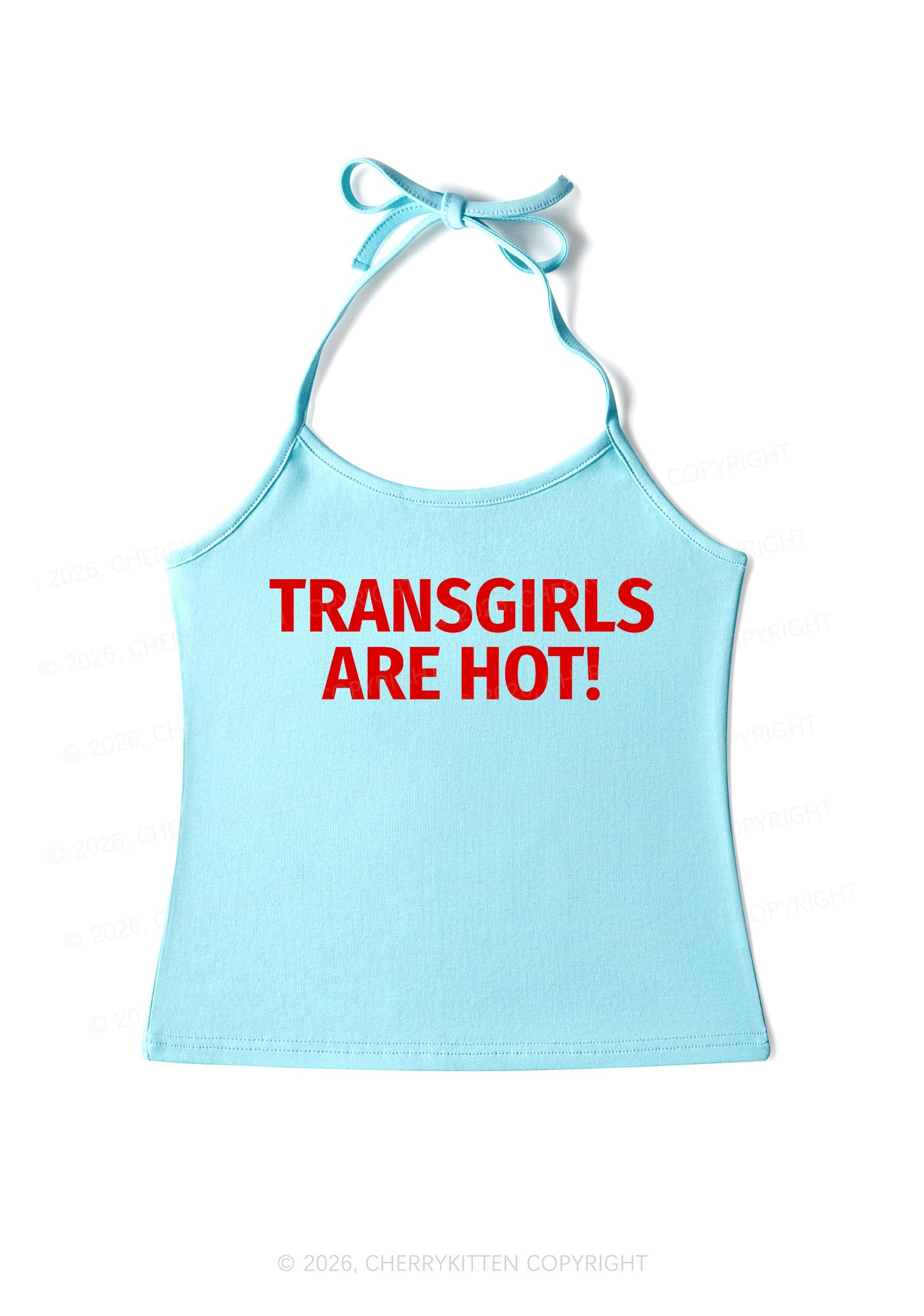 Transgirls Are Hot Pride Y2K Halter Neck Cami Cherrykitten