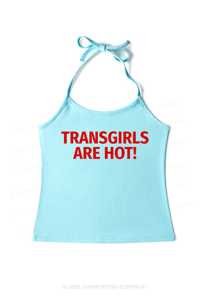 Transgirls Are Hot Pride Y2K Halter Neck Cami Cherrykitten