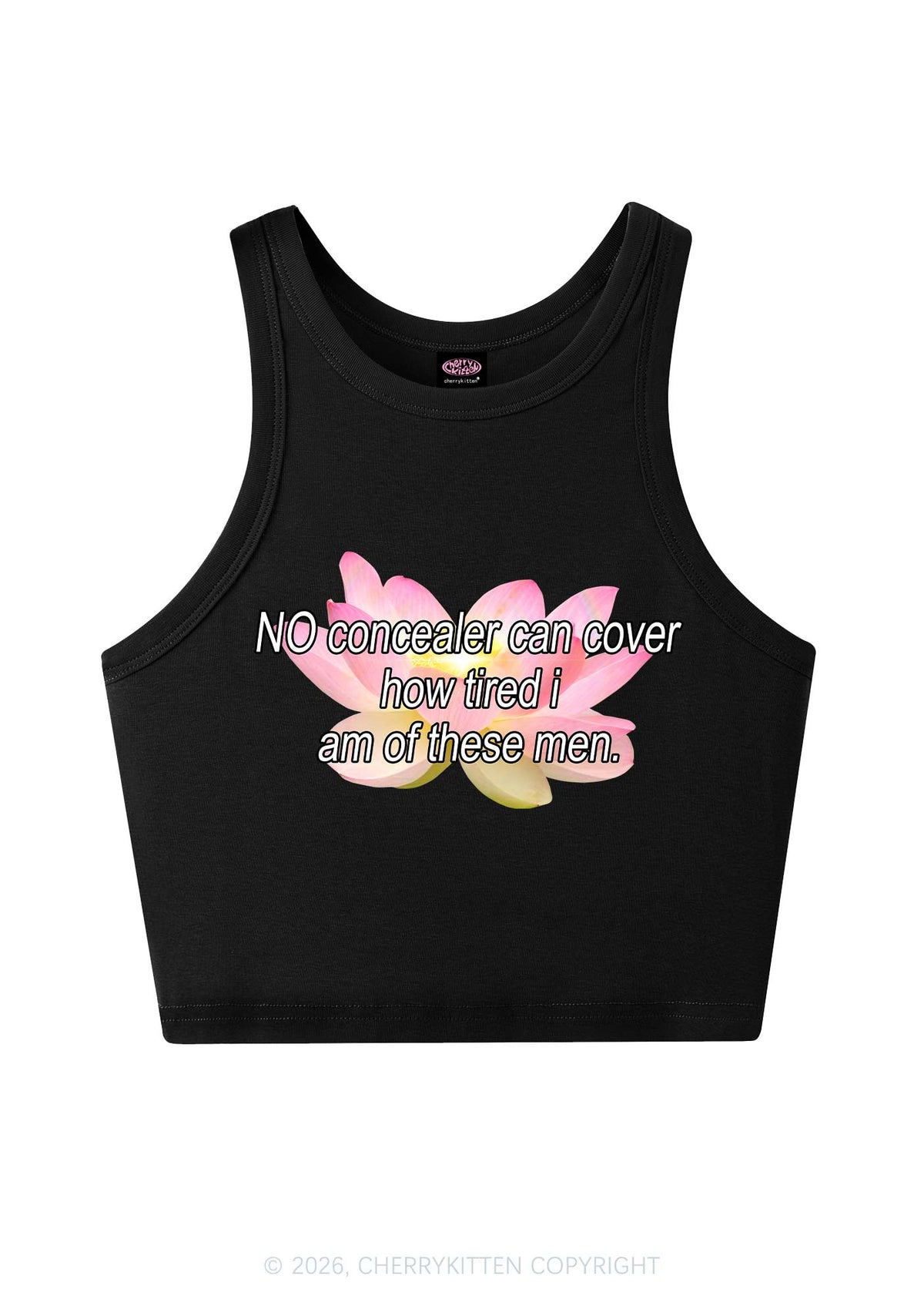 No Concealer Can Cover Men Y2K Crop Tank Top Cherrykitten