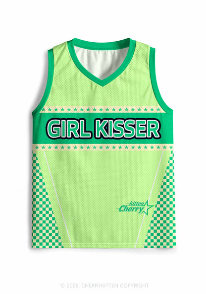 Green Girl Kisser Pride Y2K Sport Jersey Tank Cherrykitten