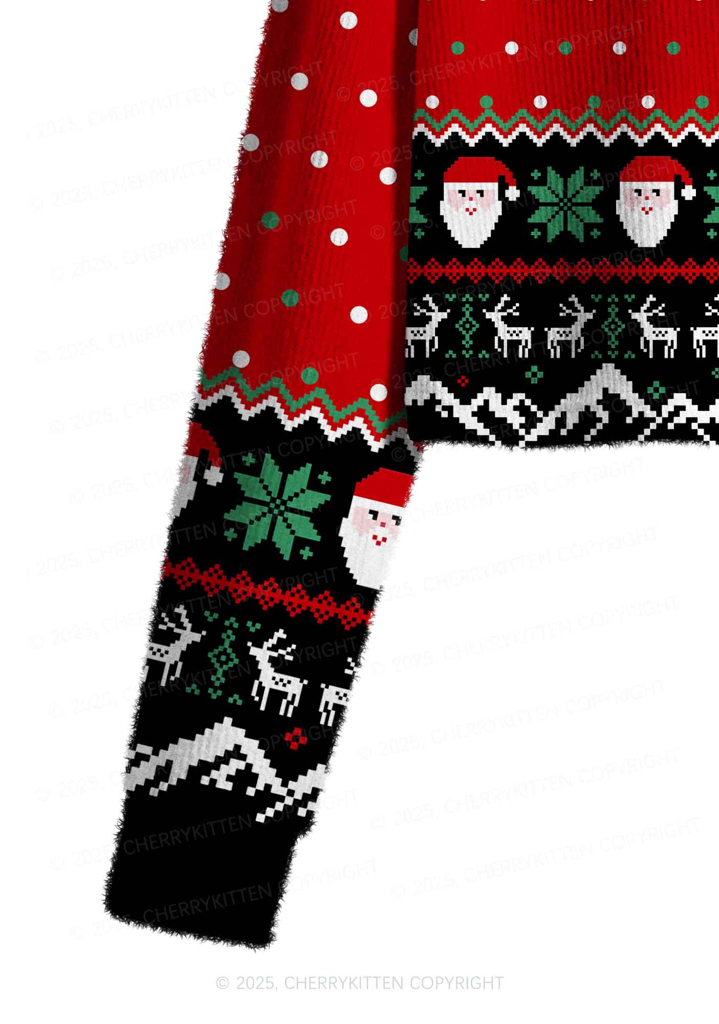 Light Cow Y2K Christmas Crop Knit Sweatshirt Cherrykitten