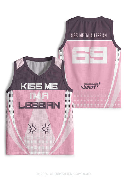Kiss Me Im Lesbian Pride Y2K Sport Jersey Tank Cherrykitten