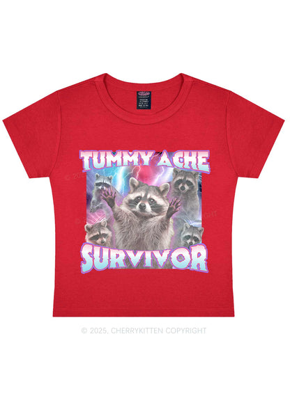 Tummy Ache Survivor Raccoon Y2K Baby Tee Cherrykitten