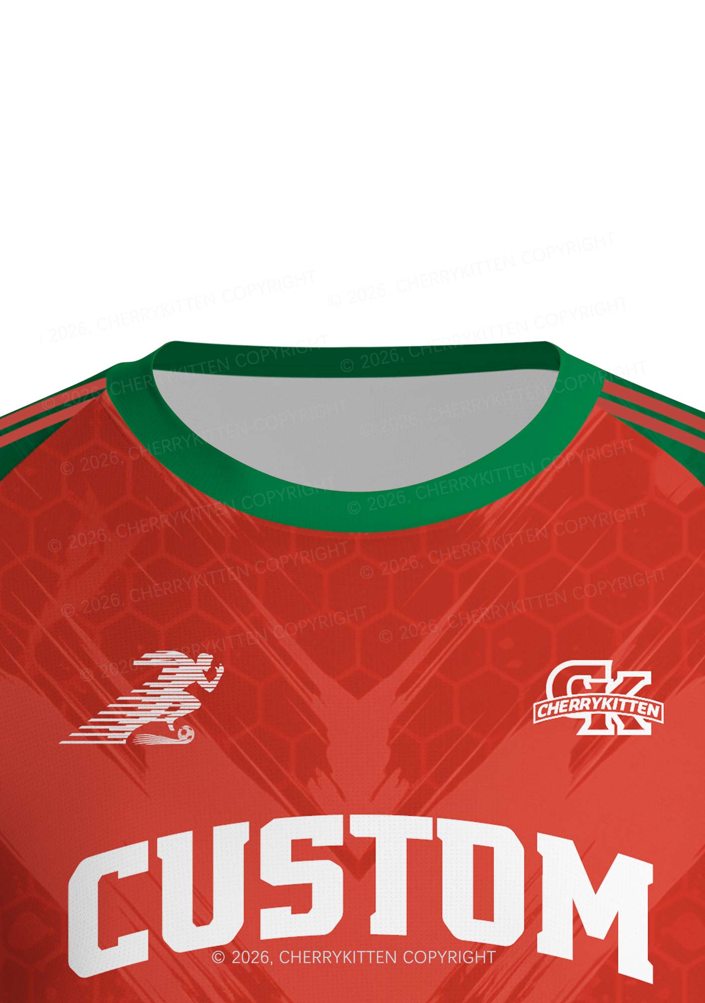 Custom Text Red Green Y2K Football Jersey Shirts Cherrykitten