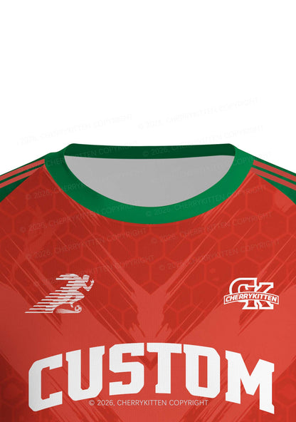 Custom Text Red Green Y2K Football Jersey Shirts Cherrykitten