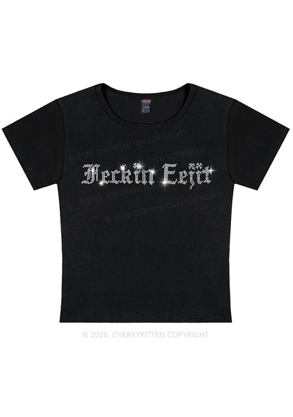 Rhinestone Feckin Eejit St Patricks Y2K Baby Tee Cherrykitten