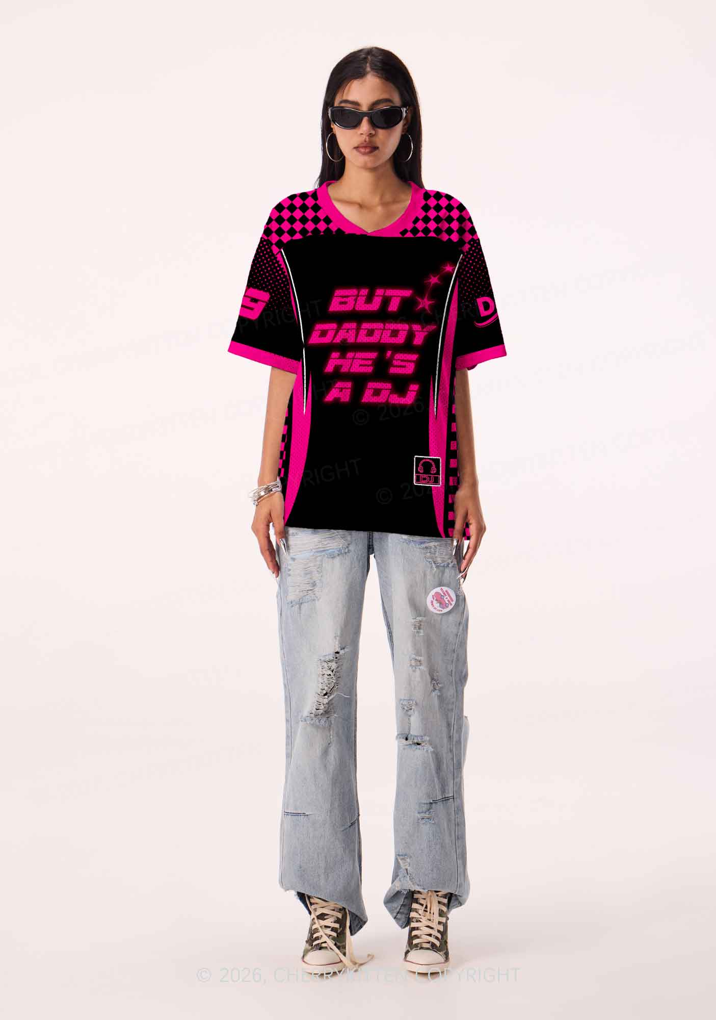 But Daddy He Is A DJ Y2K Sport Jersey Shirts Cherrykitten