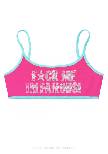 Rhinestone Fxxk Me Im Famous Y2K Super Crop Cami Cherrykitten