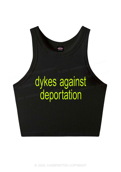 Dykes Against Deportation Pride Y2K Crop Tank Top Cherrykitten