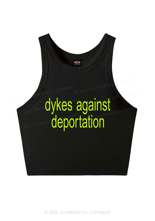 Dykes Against Deportation Pride Y2K Crop Tank Top Cherrykitten