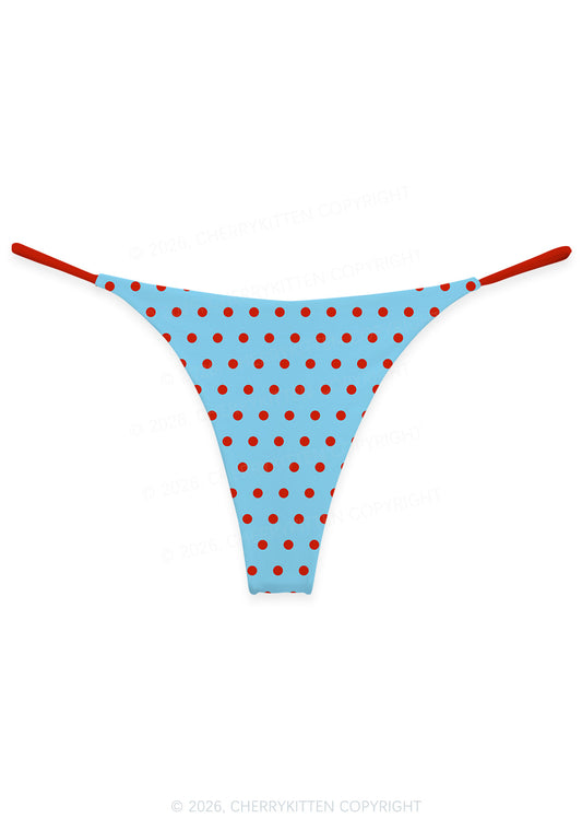 Red Dots On Blue Y2K Print Bikini String Thong Cherrykitten