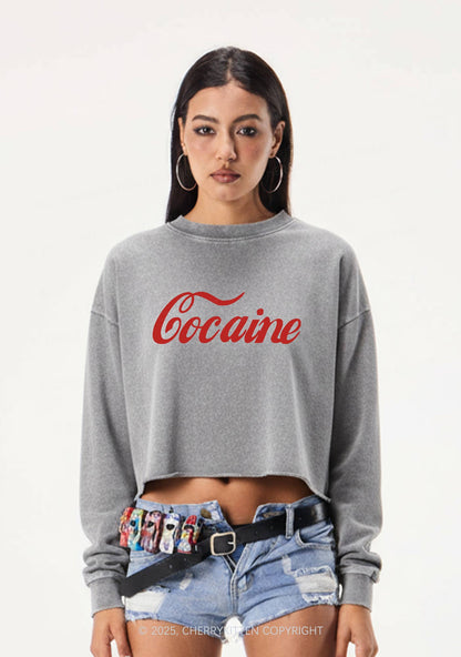 Special Cola Y2K Crop Washed Sweatshirts Cherrykitten