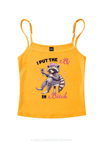 I Put Bi In Bxxch Raccoon Pride Y2K Spaghetti Strap Cami Cherrykitten