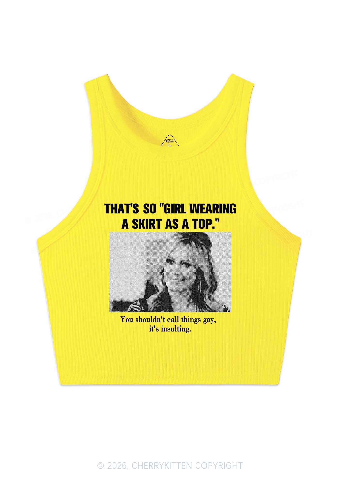 Girl Wearing A Skirt As A Top Y2K Crop Tank Top Cherrykitten