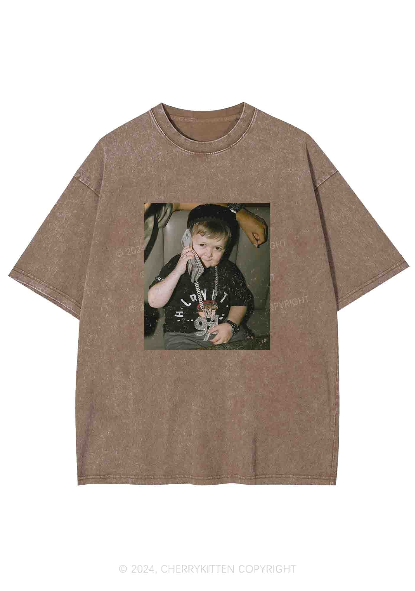 He Is Pretending To Call Y2K Washed Tee Cherrykitten