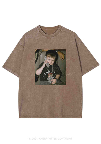 He Is Pretending To Call Y2K Washed Tee Cherrykitten