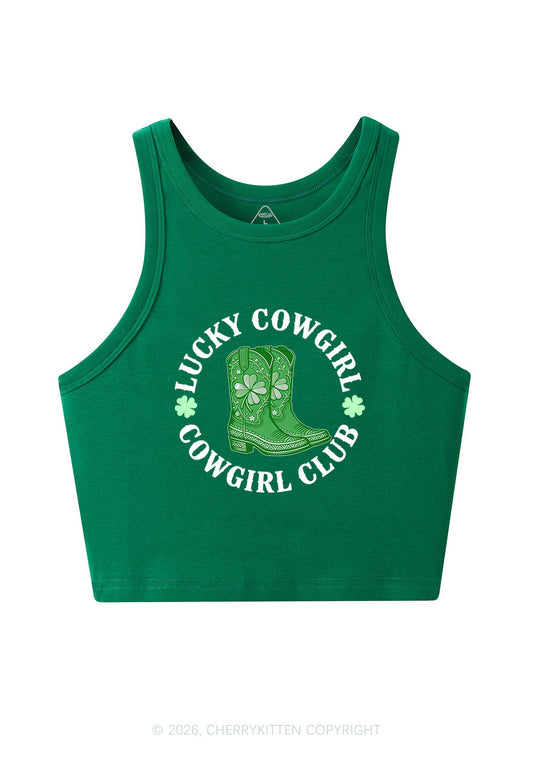 Lucky Cowgirl Club St Patricks Y2K Crop Tank Top Cherrykitten