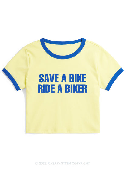 Save Bike Ride Biker Y2K Ringer Tee Cherrykitten