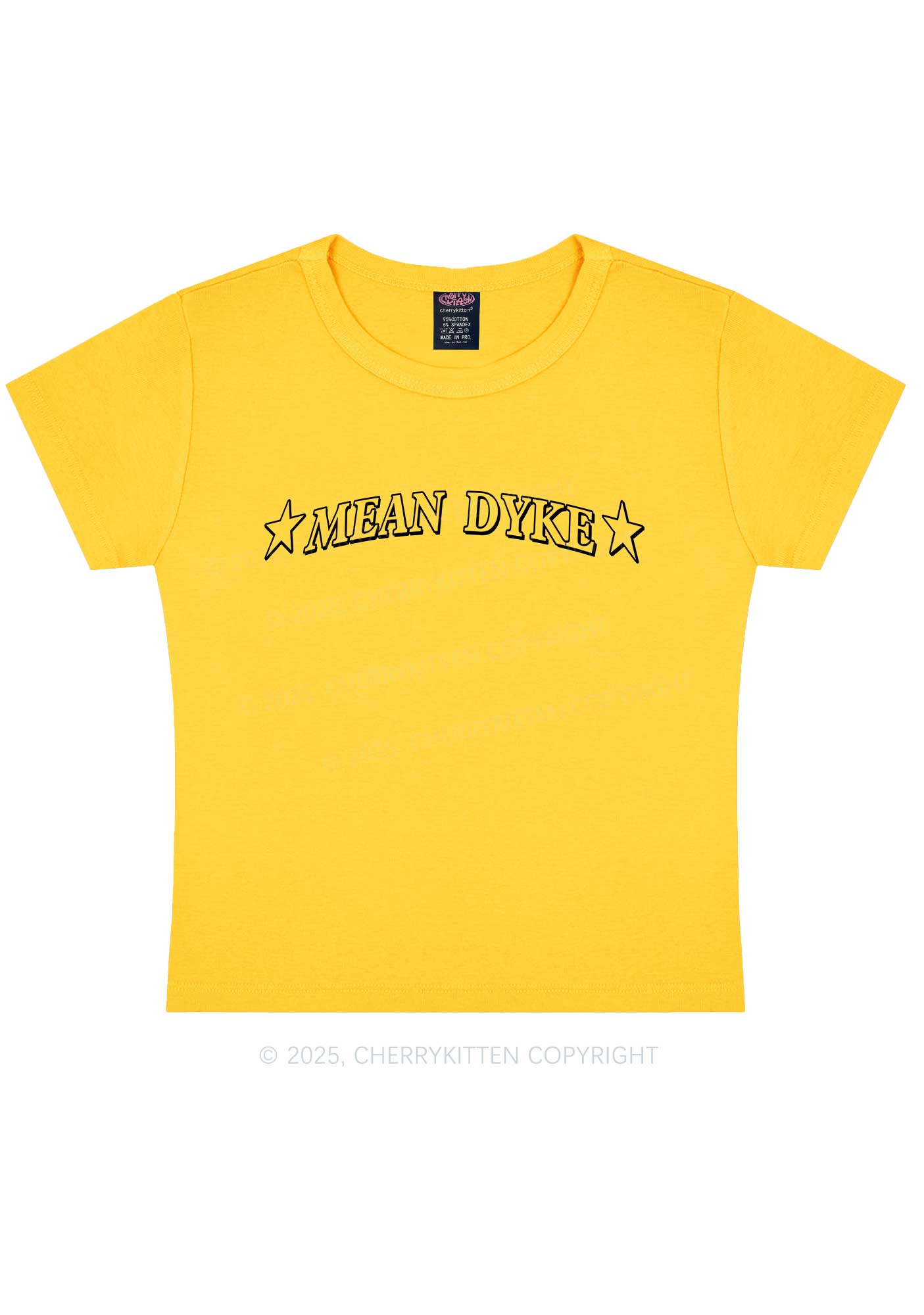Mean Dyke Pride Y2K Baby Tee Cherrykitten