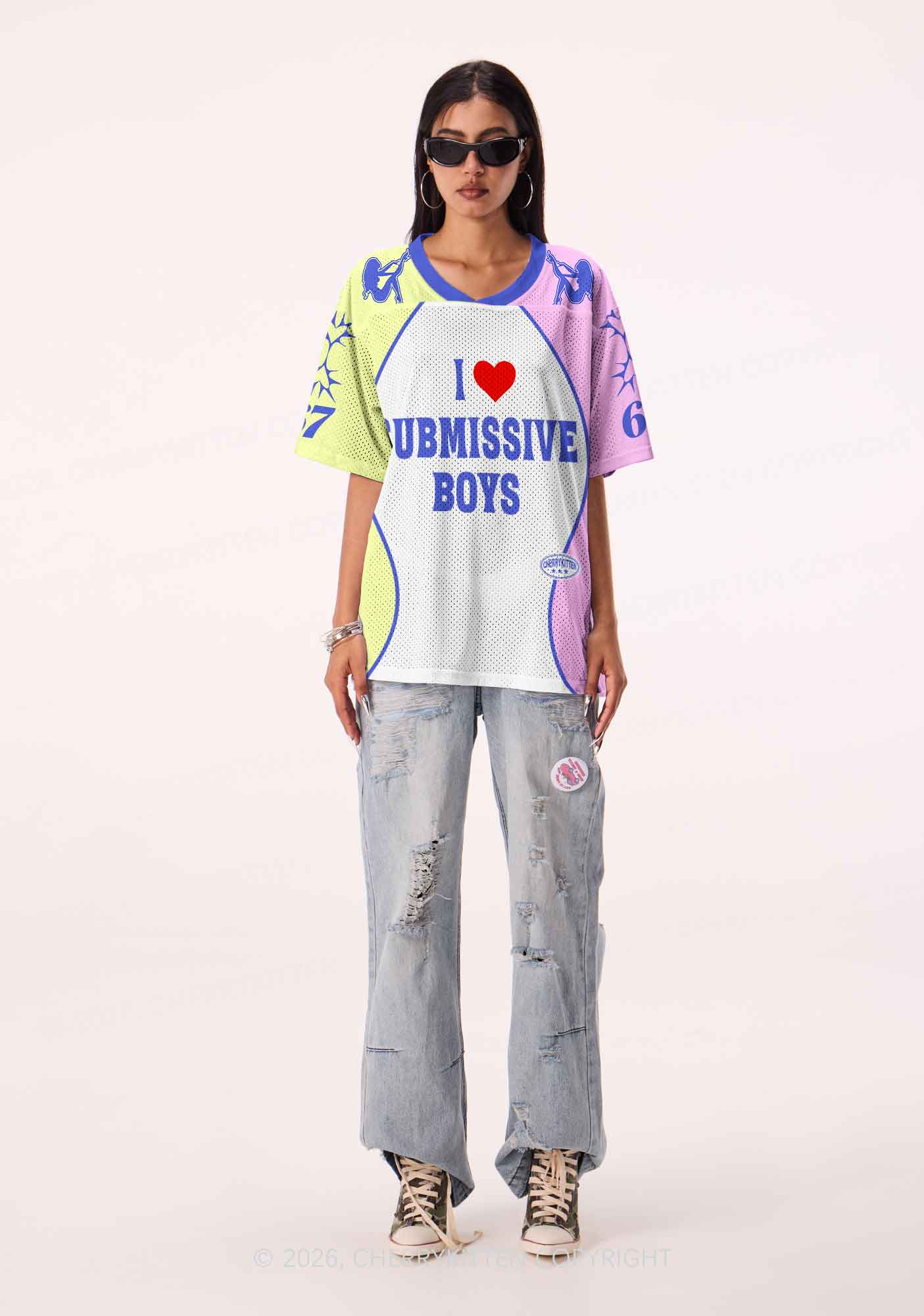 White I Love S Boys Y2K Sport Jersey Shirts Cherrykitten