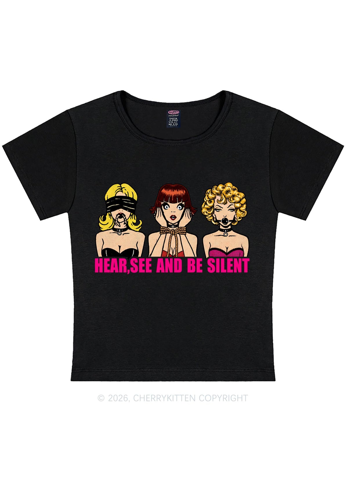 Hear See Be Silent Y2K Baby Tee Cherrykitten