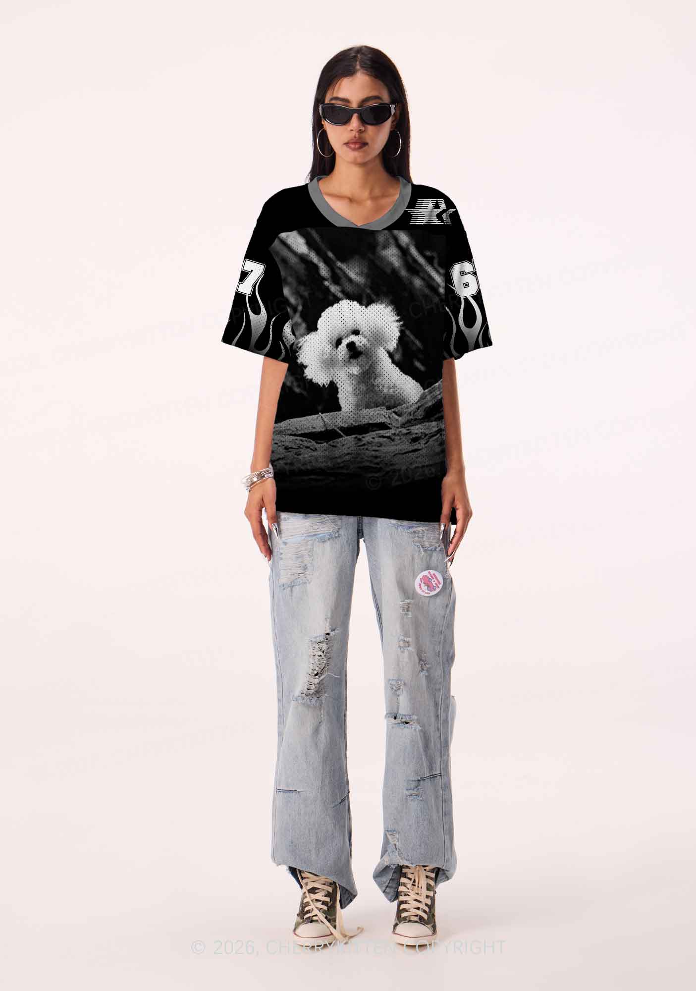 Halloween Bichon Frise Dog Y2K Sport Jersey Shirts Cherrykitten