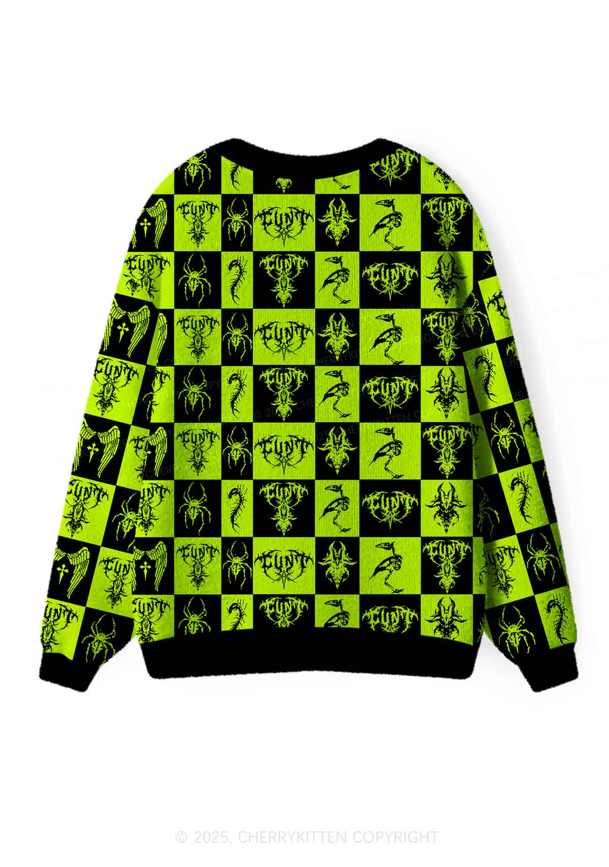 Dark Cxxt Y2K Christmas Cardigan Knit Sweatshirt Cherrykitten