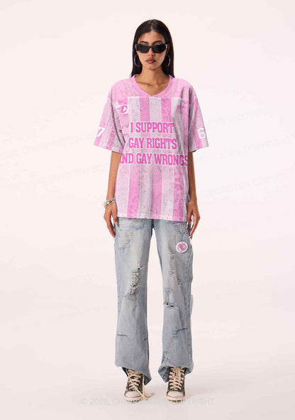Pink I Support Gay Rights Pride Y2K Sport Jersey Shirts Cherrykitten