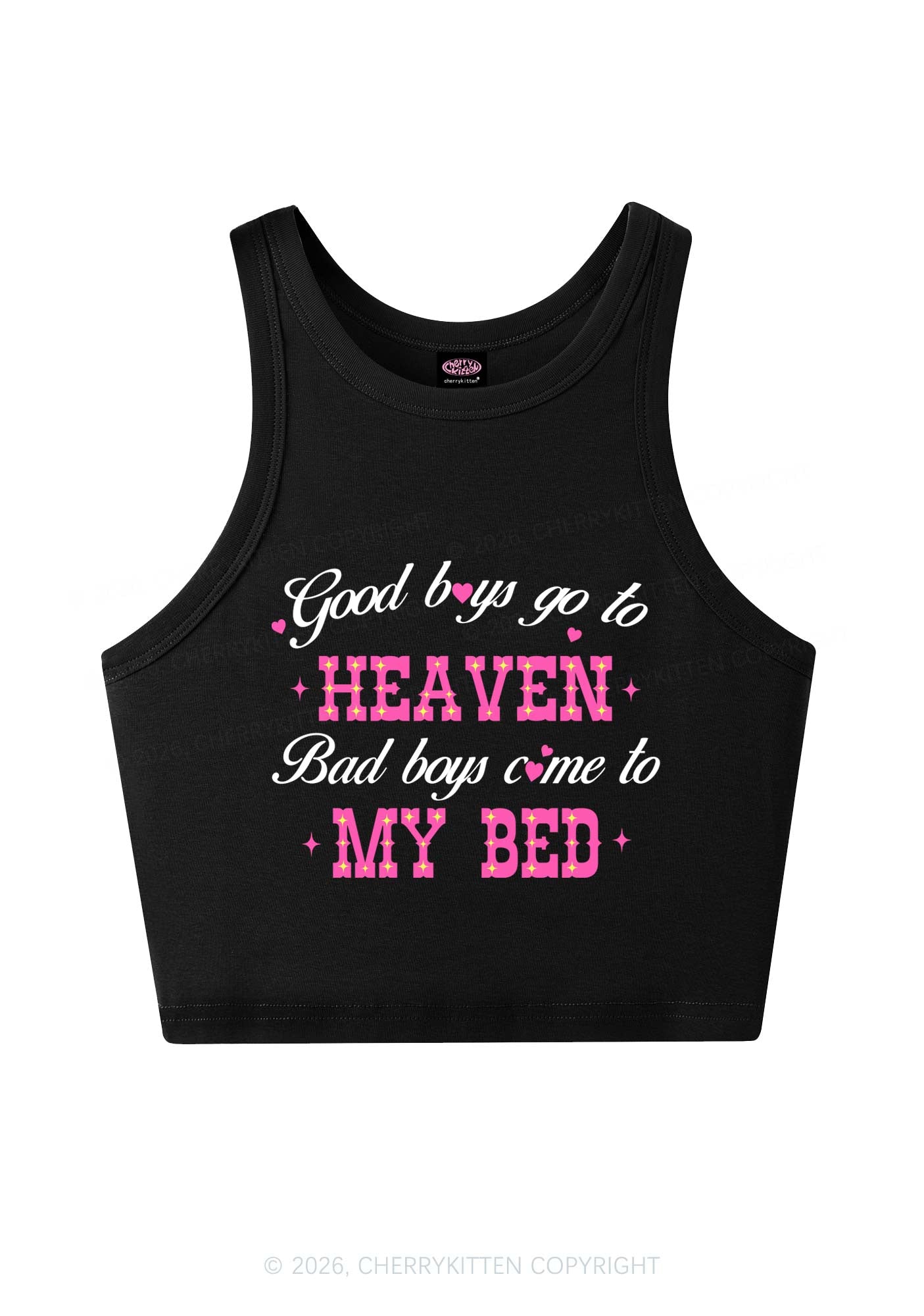 Bad Boys Come To My Bed Y2K Crop Tank Top Cherrykitten