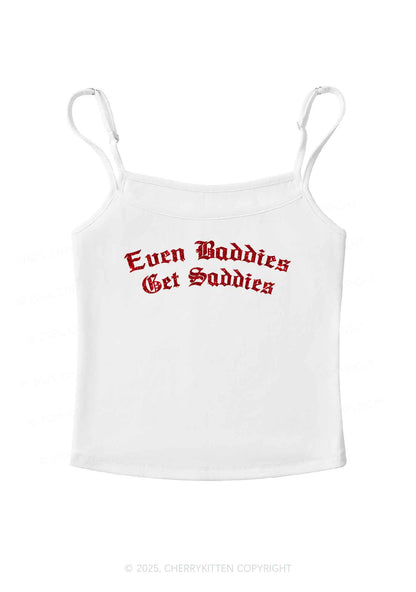 Glitter Even Baddies Get Saddies Y2K Spaghetti Strap Cami Cherrykitten