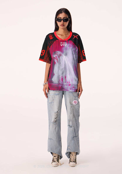 Halloween Bloody Praying Angel Y2K Sport Jersey Shirts Cherrykitten