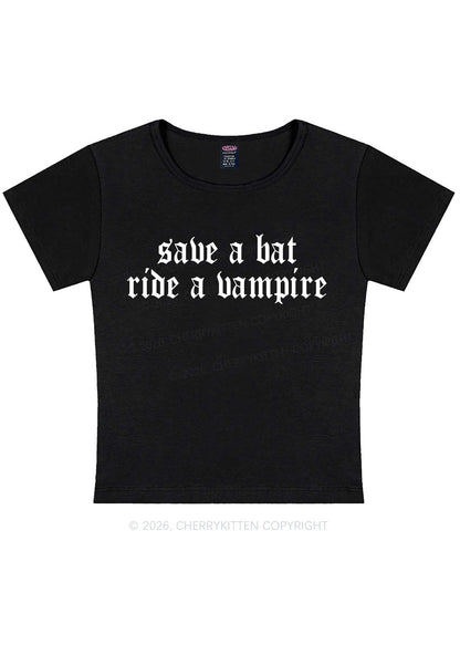 Halloween Ride A Vampire Y2K Baby Tee Cherrykitten