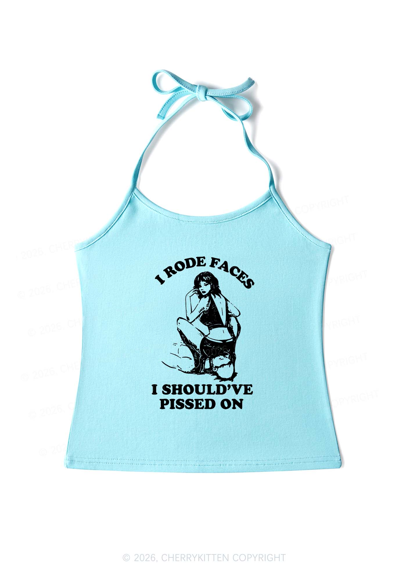 I Rode Faces Y2K Halter Neck Cami Cherrykitten