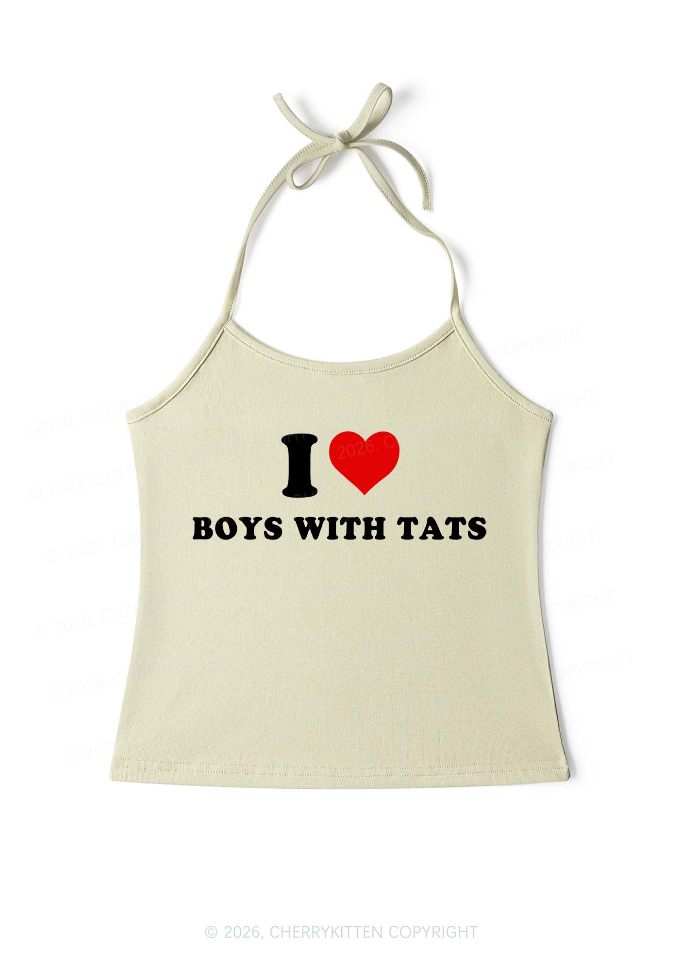I Love Boys With Tats Y2K Halter Neck Cami Cherrykitten