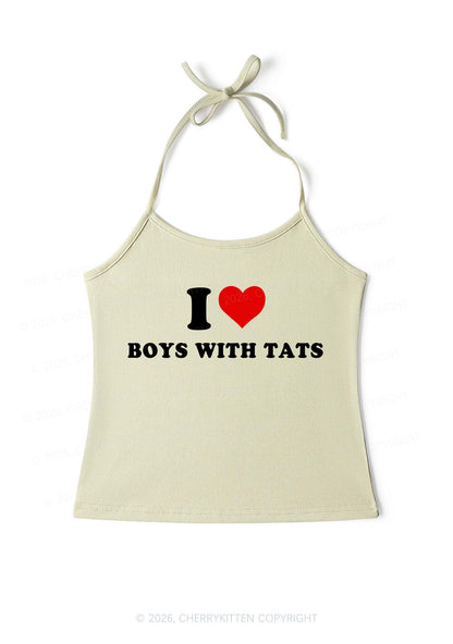 I Love Boys With Tats Y2K Halter Neck Cami Cherrykitten