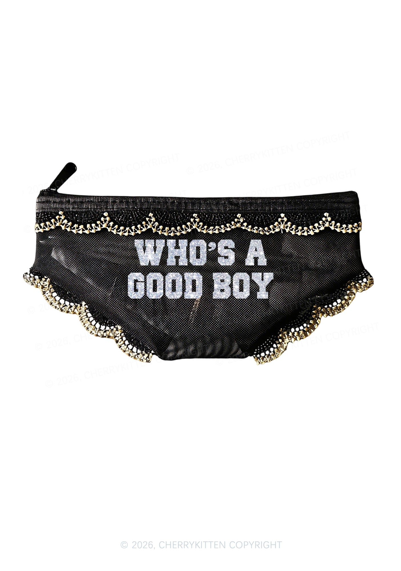 Glitter Whos A Good Boy Y2K Briefs Shape Cosmetic Pouch Cherrykitten