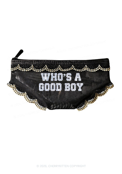 Glitter Whos A Good Boy Y2K Briefs Shape Cosmetic Pouch Cherrykitten