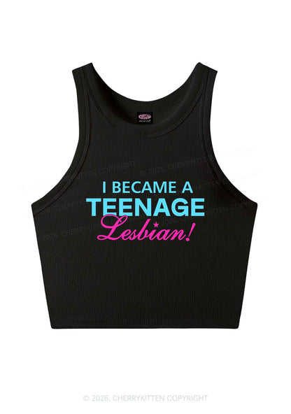 I Became A Teenage Lesbian Pride Y2K Crop Tank Top Cherrykitten